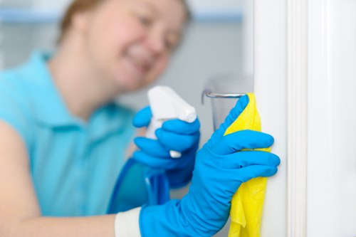 Charity volunteers sorting donated clothes for reuse